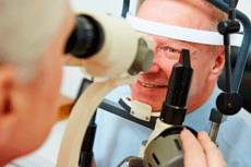 vision exam with a slit lamp