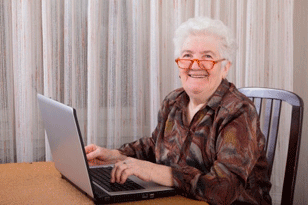 Woman Happy at Computer